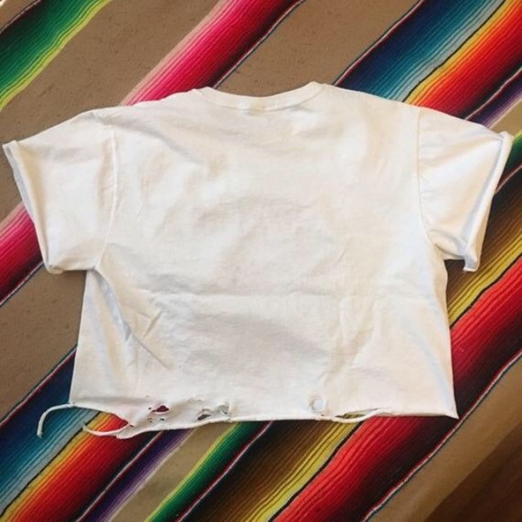 Vintage, Distressed, Raw Edged Brown Wolf Crop top - Picture 8 of 8